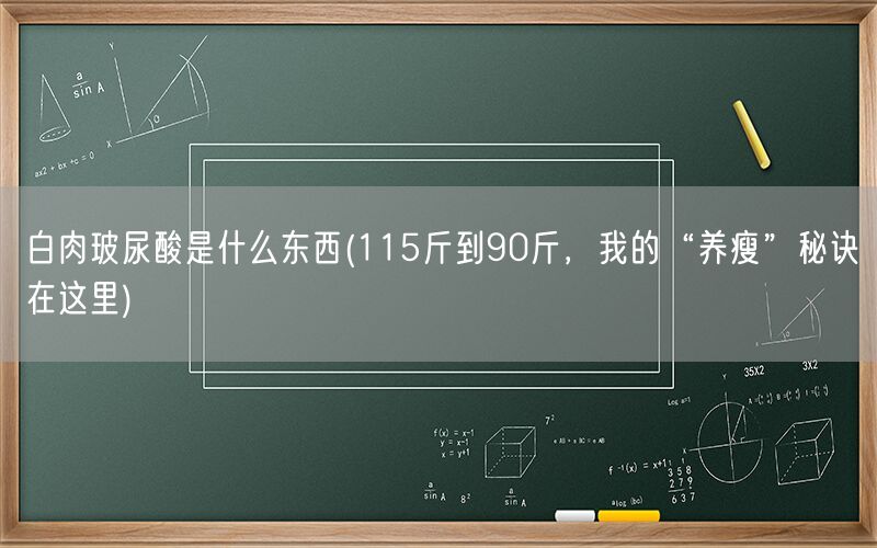 白肉玻尿酸是什么东西(115斤到90斤，我的“养瘦”秘诀在这里)(图1)